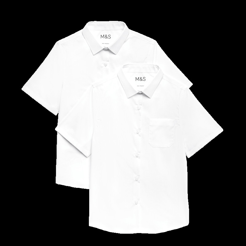 2 Pack Girls' Slim Fit Non-Iron School Shirts (2-18 Yrs)