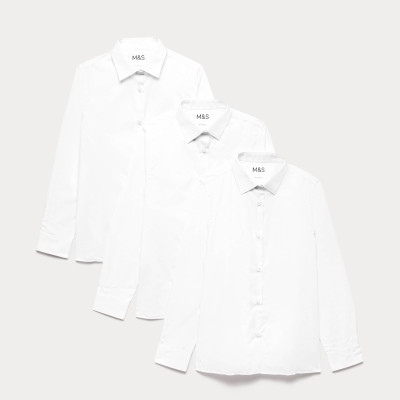 3 Pack Girls' Easy Iron School Shirts (2-16 Yrs)