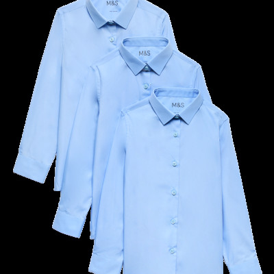 3 Pack Girls' Easy Iron School Shirts (2-16 Yrs)