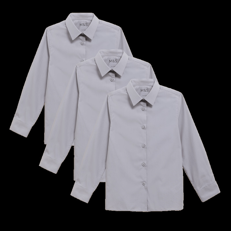 3 Pack Girls' Easy Iron School Shirts (2-16 Yrs)