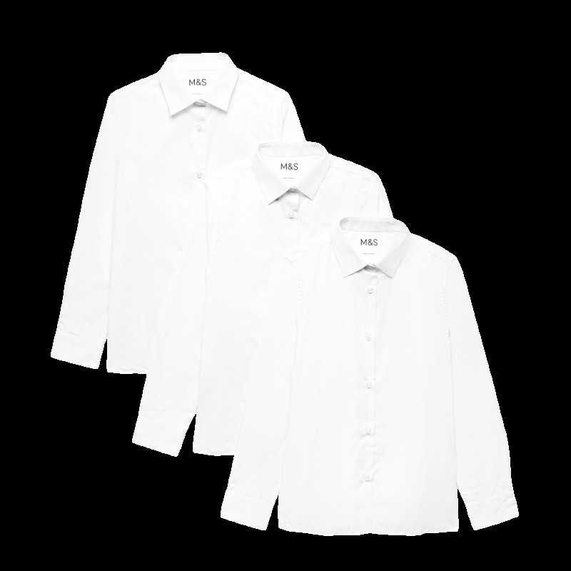 3 Pack Girls' Easy Iron School Shirts (2-16 Yrs)