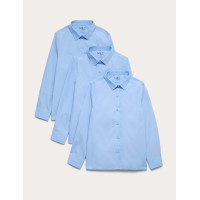 3 Pack Girls' Slim Fit Easy Iron School Shirts (2-16 Yrs)