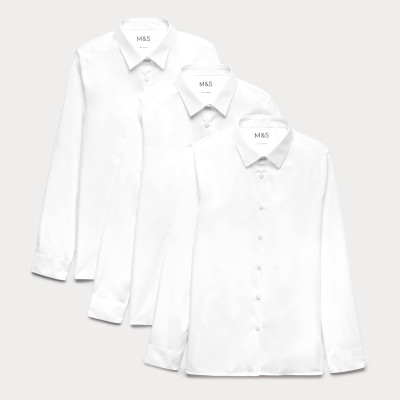 3 Pack Girls' Slim Fit Easy Iron School Shirts (2-16 Yrs)
