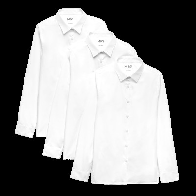 3 Pack Girls' Slim Fit Easy Iron School Shirts (2-16 Yrs)