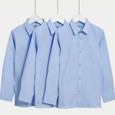 3 Pack Girls' Slim Fit Easy Iron School Shirts (2-16 Yrs)