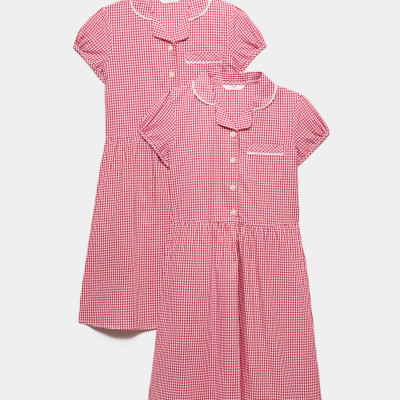 2 Pack Cotton Rich Gingham Dresses (2-14 Yrs)