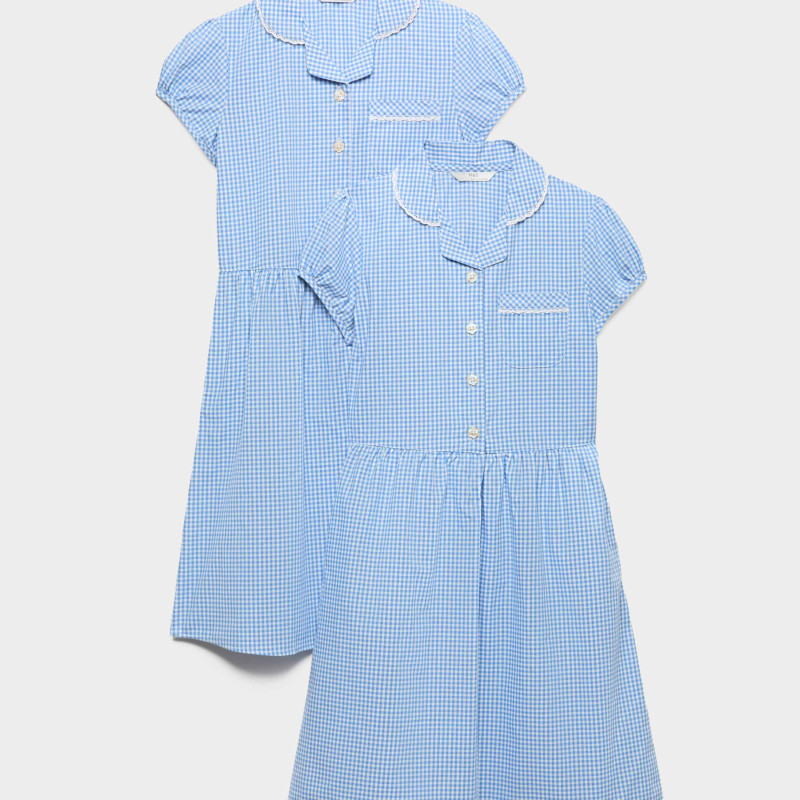 2 Pack Cotton Rich Gingham Dresses (2-14 Yrs)