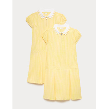 2 Pack Zip Gingham School Dresses (2-14 Yrs)