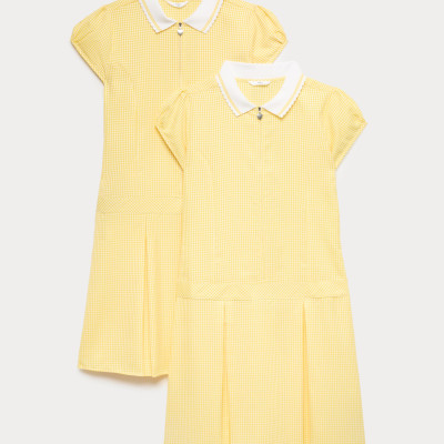 2 Pack Zip Gingham School Dresses (2-14 Yrs)