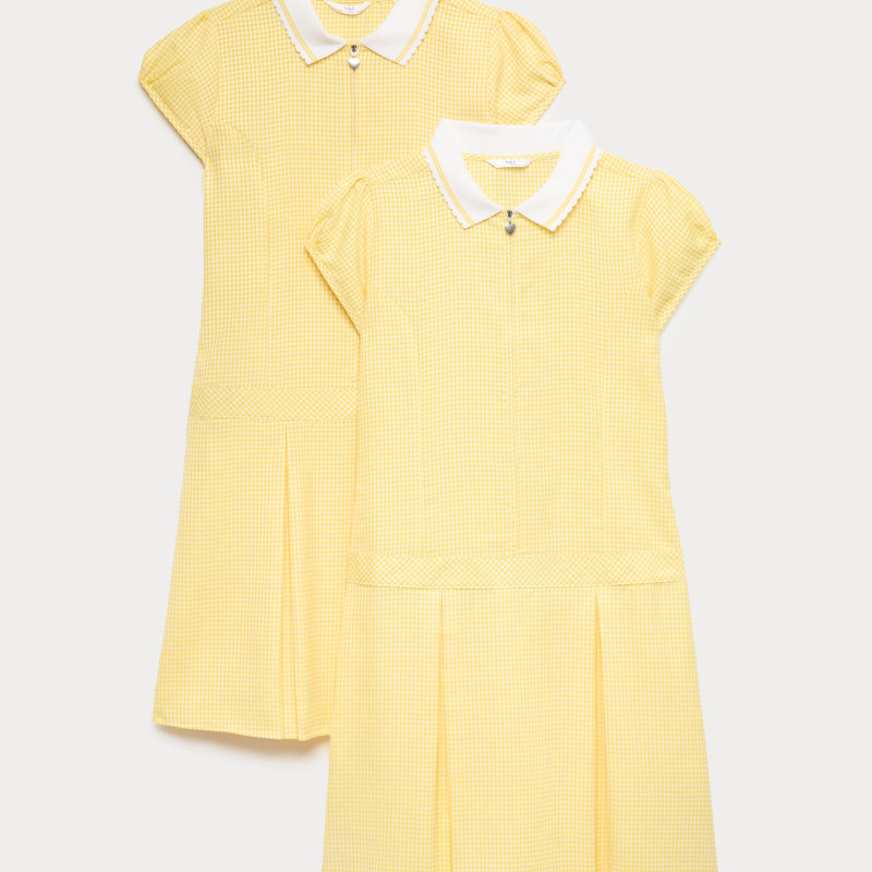 2 Pack Zip Gingham School Dresses (2-14 Yrs)
