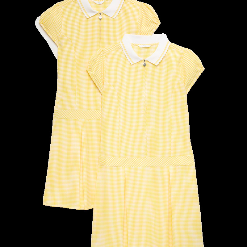 2 Pack Zip Gingham School Dresses (2-14 Yrs)