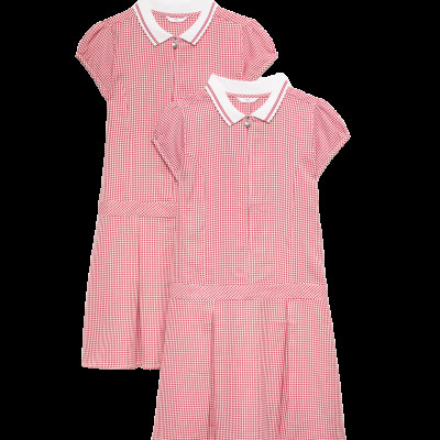 2 Pack Zip Gingham School Dresses (2-14 Yrs)