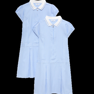 2 Pack Zip Gingham School Dresses (2-14 Yrs)