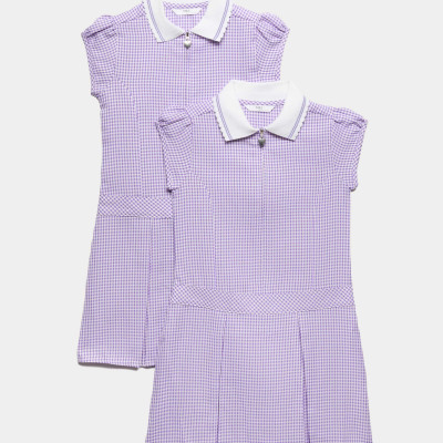 2 Pack Zip Gingham School Dresses (2-14 Yrs)