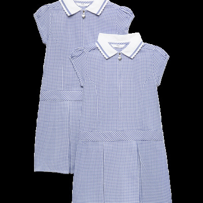2 Pack Zip Gingham School Dresses (2-14 Yrs)