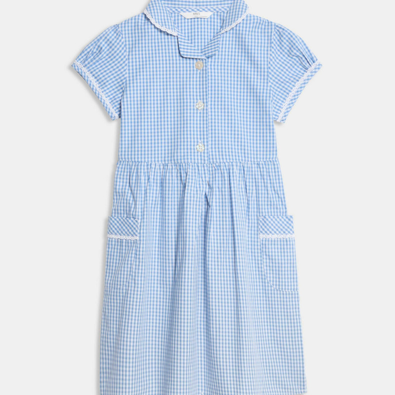 Pure Cotton Gingham School Dress (2-14 Yrs)