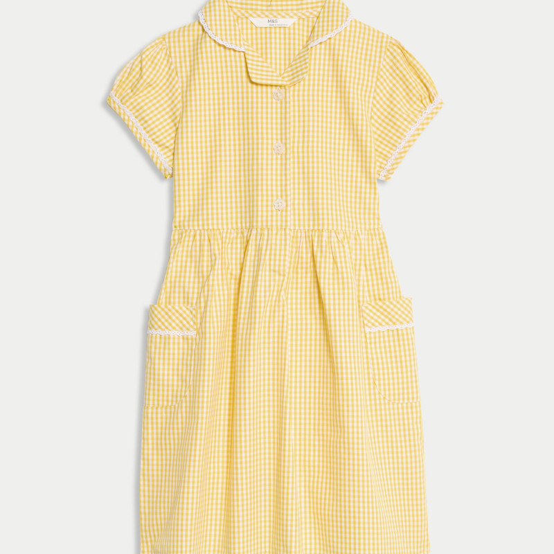 Pure Cotton Gingham School Dress (2-14 Yrs)