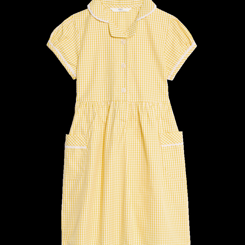 Pure Cotton Gingham School Dress (2-14 Yrs)