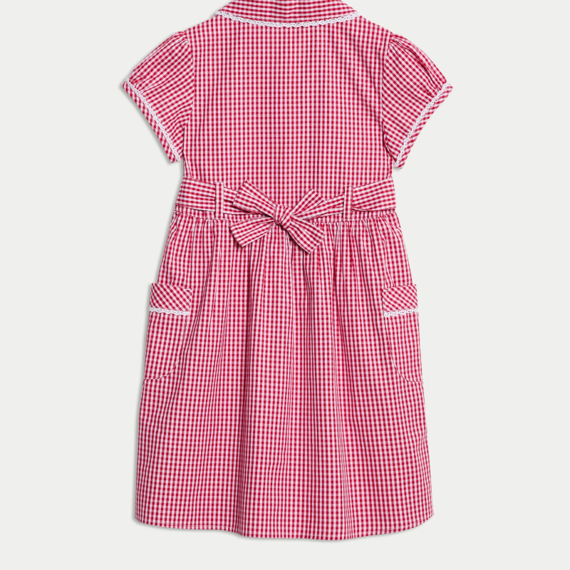 Pure Cotton Gingham School Dress (2-14 Yrs)