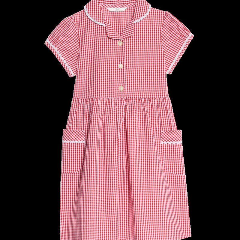 Pure Cotton Gingham School Dress (2-14 Yrs)