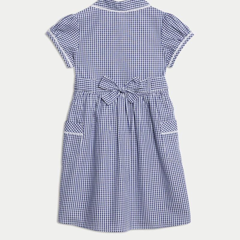 Pure Cotton Gingham School Dress (2-14 Yrs)