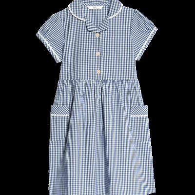 Pure Cotton Gingham School Dress (2-14 Yrs)