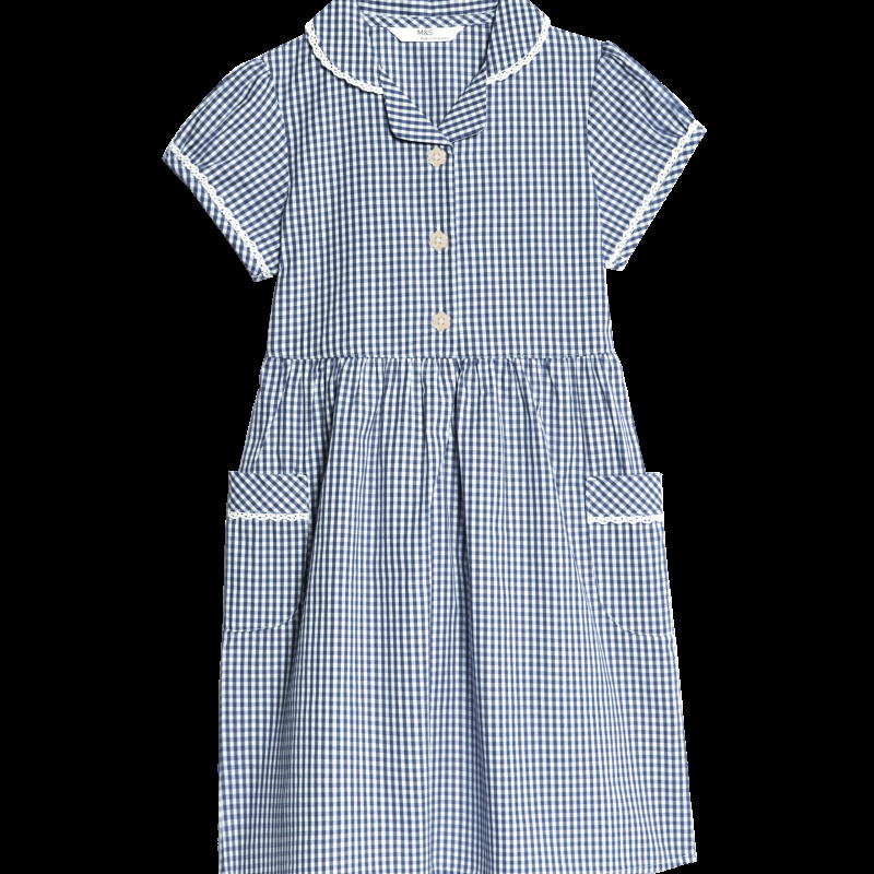 Pure Cotton Gingham School Dress (2-14 Yrs)