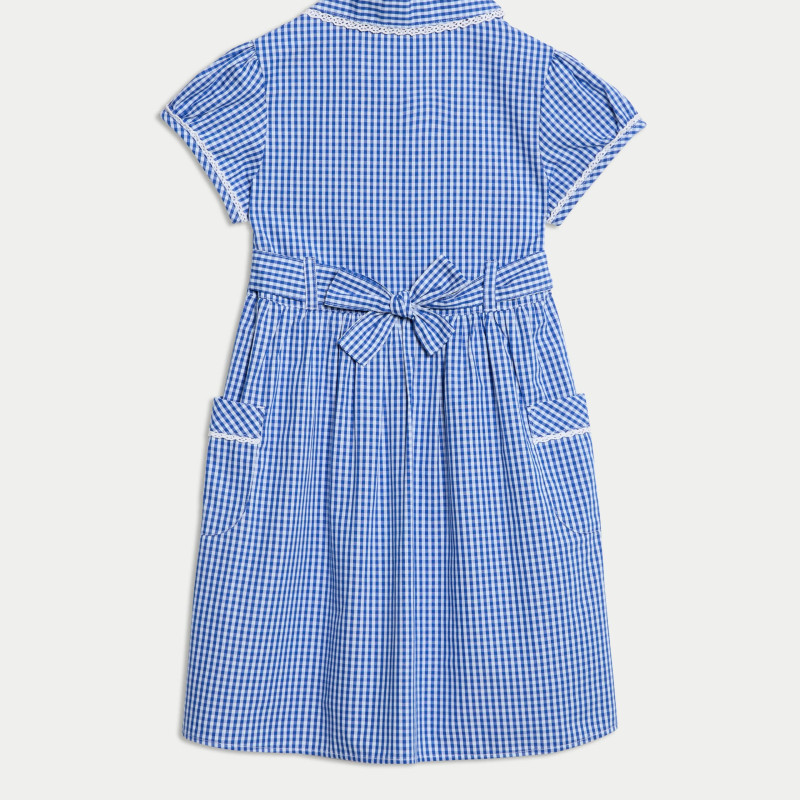 Pure Cotton Gingham School Dress (2-14 Yrs)
