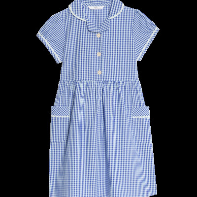 Pure Cotton Gingham School Dress (2-14 Yrs)