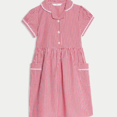 Pure Cotton Gingham School Dress (2-14 Yrs)