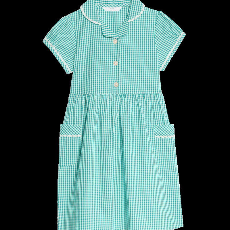 Pure Cotton Gingham School Dress (2-14 Yrs)