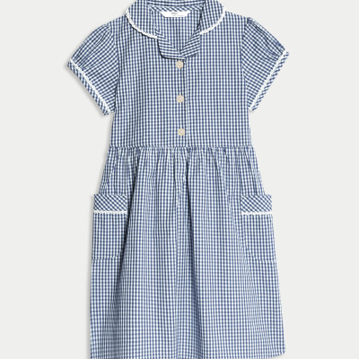 Pure Cotton Gingham School Dress (2-14 Yrs)