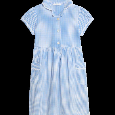 Pure Cotton Gingham School Dress (2-14 Yrs)
