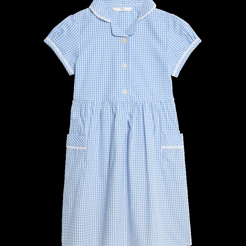Pure Cotton Gingham School Dress (2-14 Yrs)