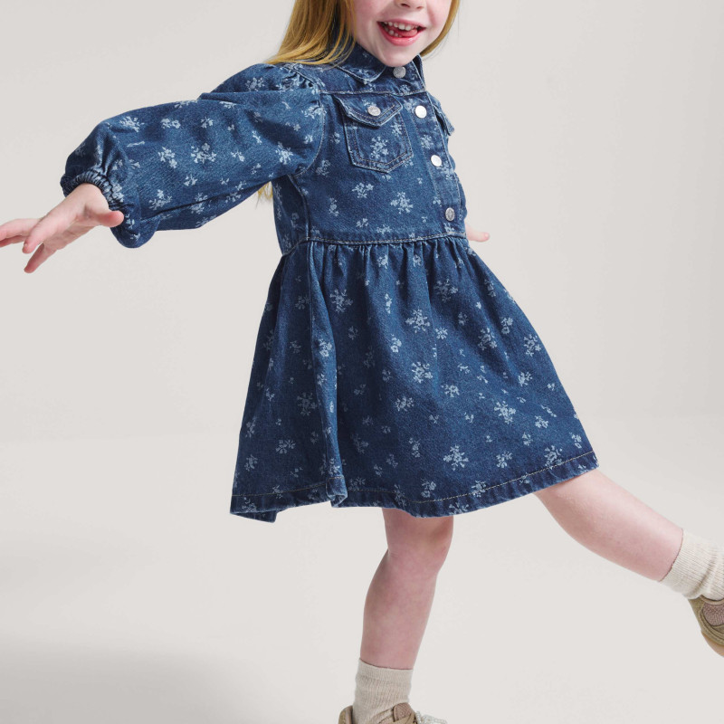 Denim Floral Dress (2-10 Yrs)