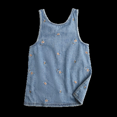 Denim Floral Embroidered Pinafore (2-8 Yrs)