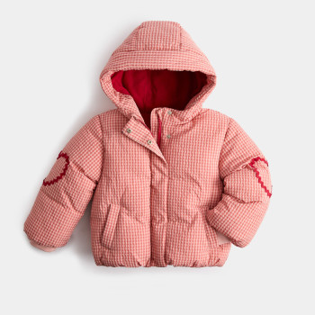 Gingham Hooded Puffer Coat (2-8 Yrs)