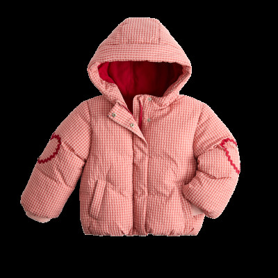 Gingham Hooded Puffer Coat (2-8 Yrs)