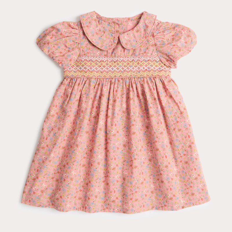 Pure Cotton Floral Smock Dress (0-3 Yrs)