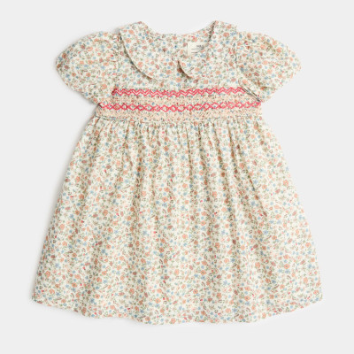 Pure Cotton Floral Smock Dress (0-3 Yrs)