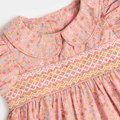 Pure Cotton Floral Smock Dress (0-3 Yrs)