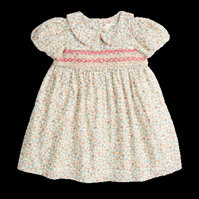 Pure Cotton Floral Smock Dress (0-3 Yrs)