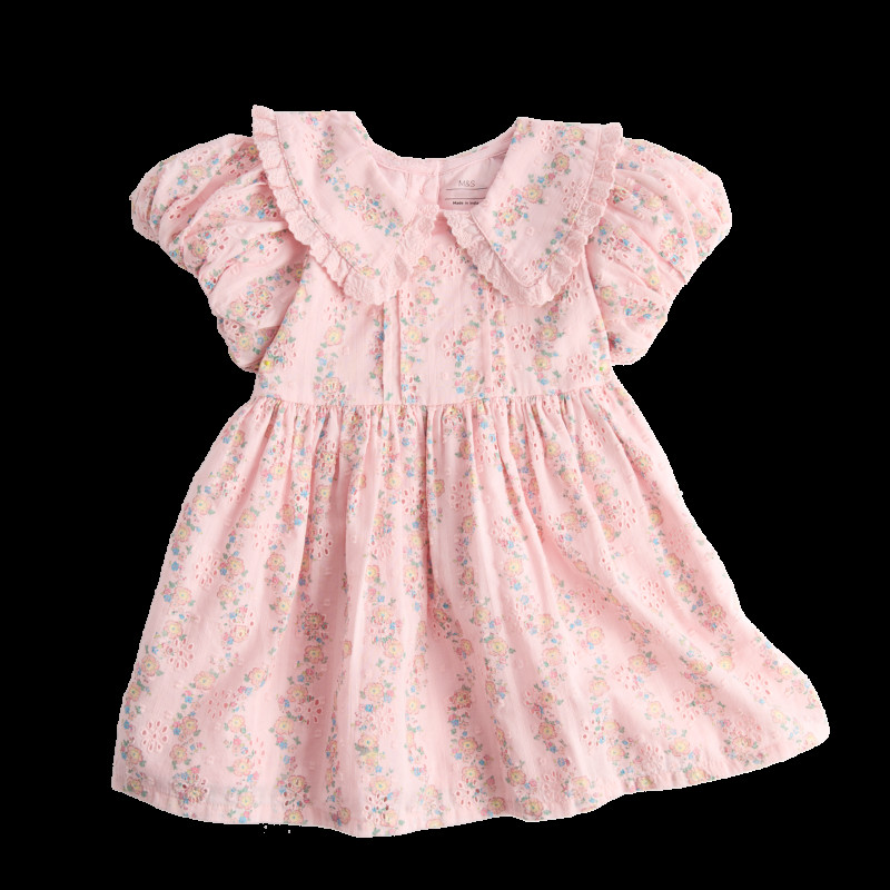 Pure Cotton Floral Collared Dress (0-5 Yrs)