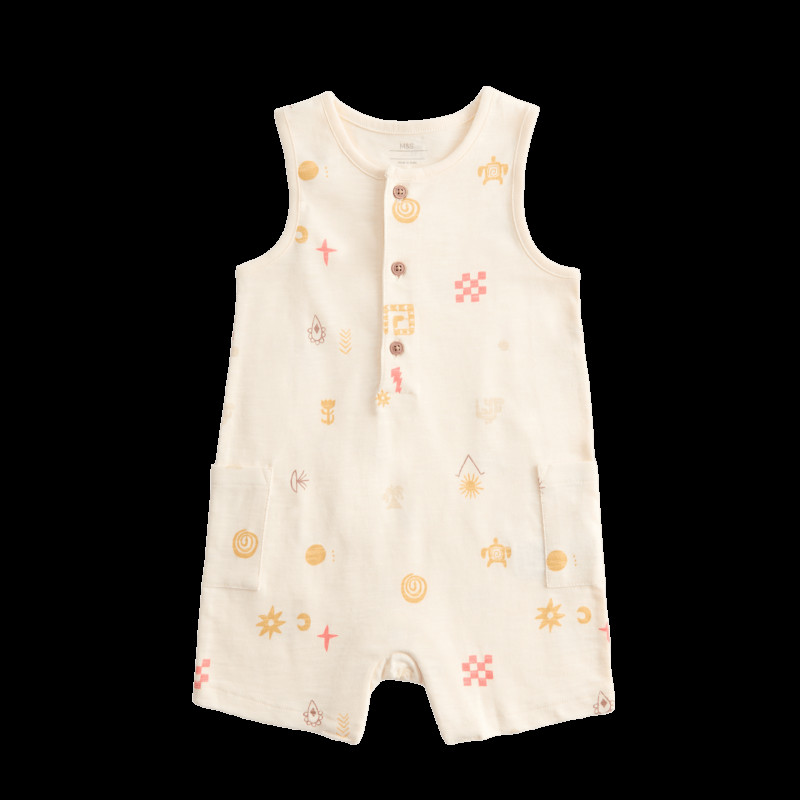 Pure Cotton Jersey Island Print Romper (0-3 Yrs)