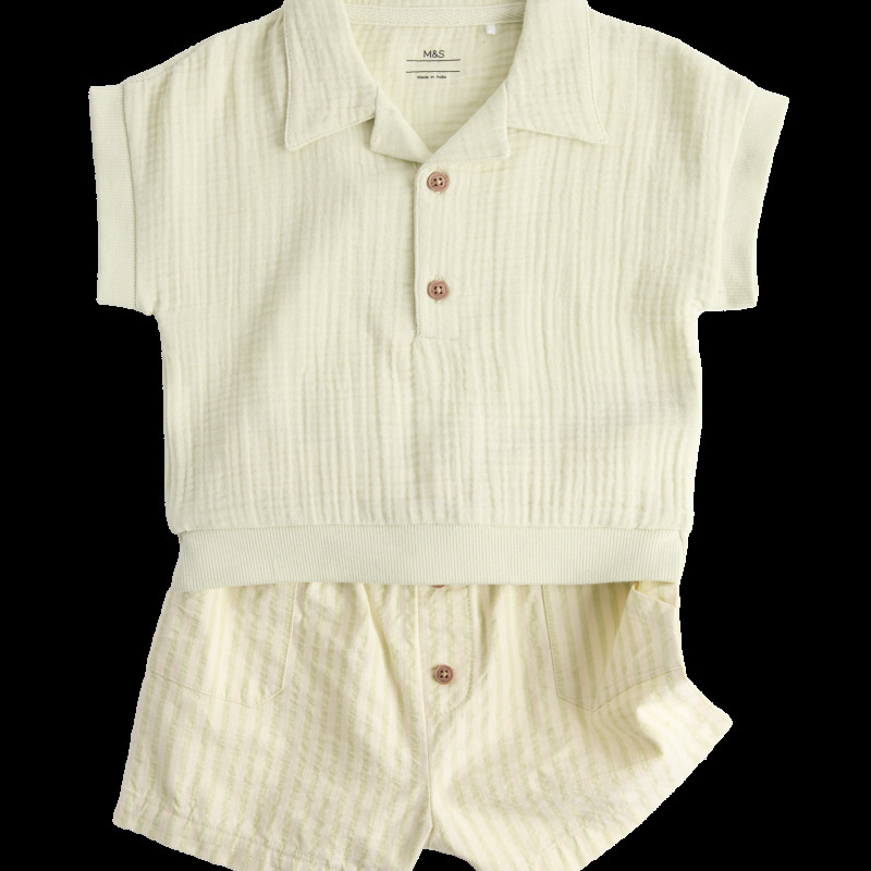 Pure Cotton Triple Cloth Top & Shorts (0-5 Yrs)