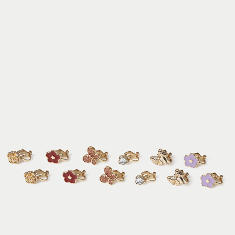 Pretty Motif Clip On 6 Pack Earring
