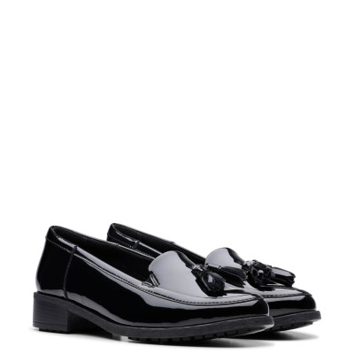 Patent Leather Tassel Slip On Loafers