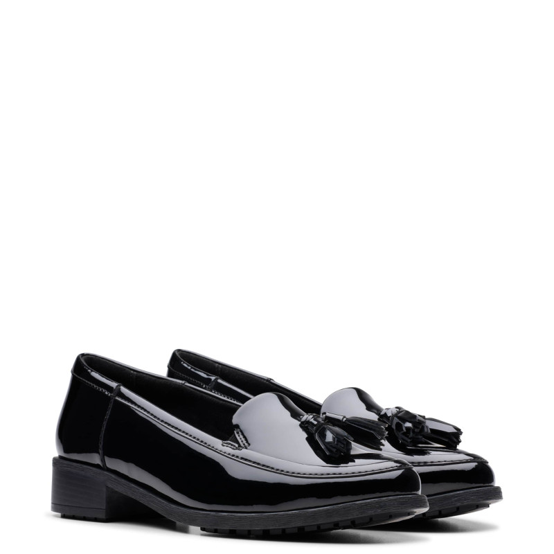 Patent Leather Tassel Slip On Loafers