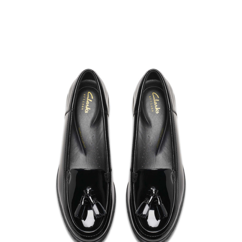 Patent Leather Tassel Slip On Loafers