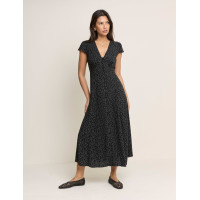 Polka Dot V-Neck Midi Tea Dress